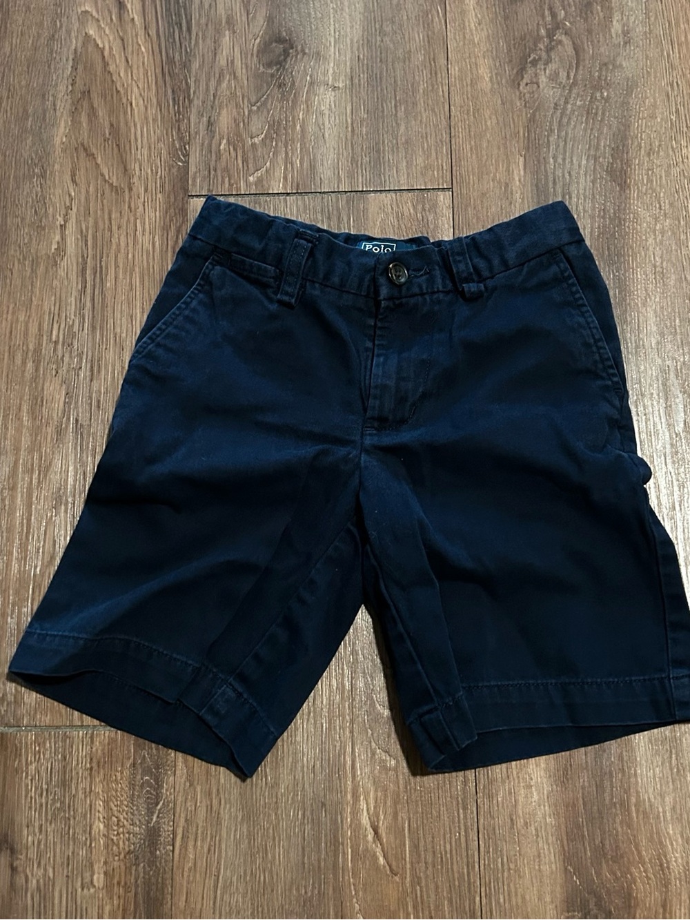 Polo Ralph Lauren Boys Blue Chino Shorts Size 5 Cotton Twill Zip Pockets
